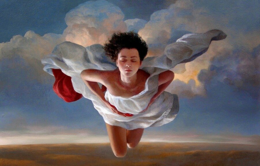 Картина: спящая женщина летает
